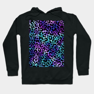 Cute Tie Dye Purple Blue Boho Leopard Print Hoodie